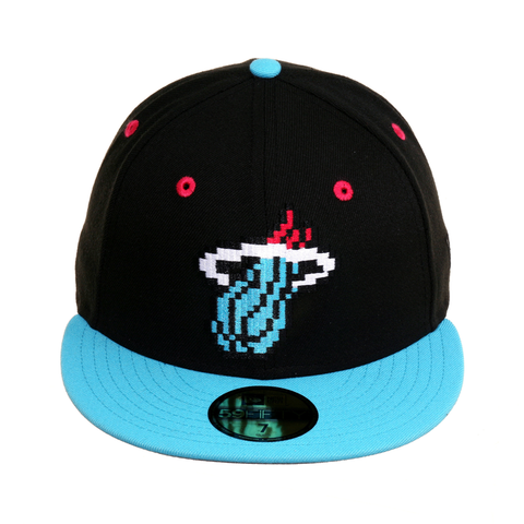 Exclusive New Era 59Fifty Miami Heat Pixel Hat - 2T Black, Light Blue