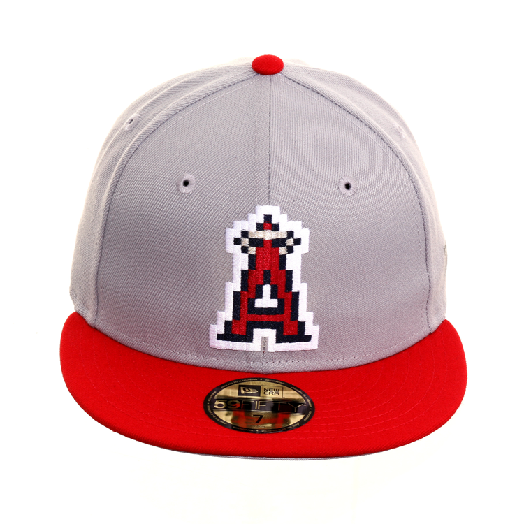 Exclusive New Era 59Fifty Los Angeles Angels Pixel Hat - 2T Gray, Red