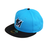 Exclusive New Era 59Fifty Miami Marlins Hat - 2T Neon Blue, Black