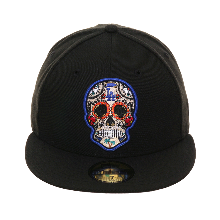 Exclusive New Era 59Fifty Los Angeles Dodgers Sugar Skull Hat - Black