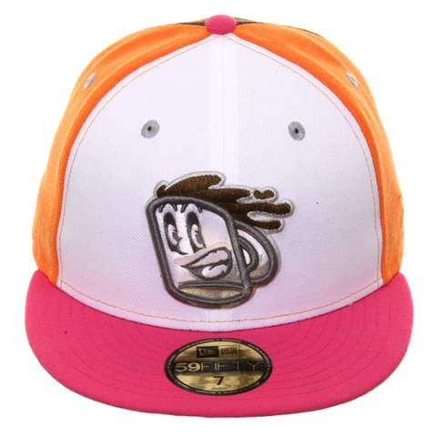 Exclusive New Era 59Fifty Ink Park Cup of Joe Hat - White, Light Orange, Brown, Magenta