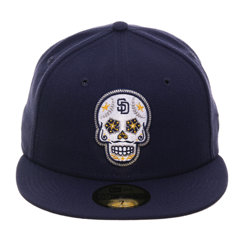 Exclusive New Era 59Fifty San Diego Padres Sugar Skull Hat - Light Navy