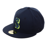 Exclusive New Era 59Fifty Seattle Mariners 1987 Hat - Navy, Lime Green