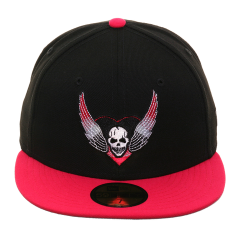 WWE New Era 59Fifty Brett Hart Hat - 2T Black, Pink