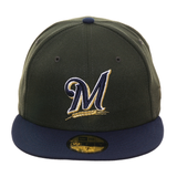 Exclusive New Era 59Fifty Milwaukee Brewers Hat - 2T Green, Navy