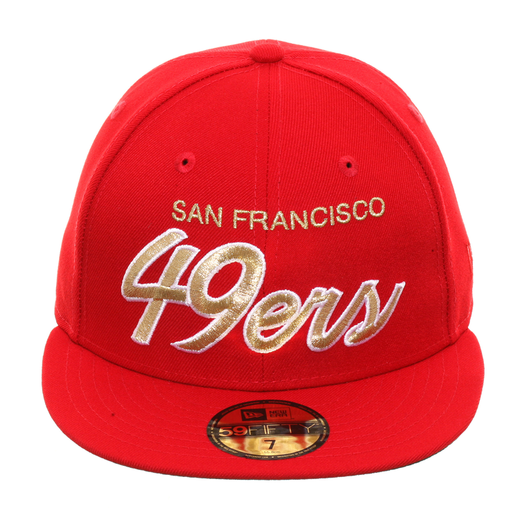 Exclusive New Era 59Fifty San Francisco 49ers Script Hat Red