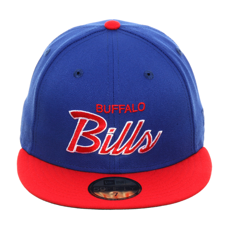 Exclusive New Era 59Fifty Buffalo Bills Script Hat - 2T Royal, Red