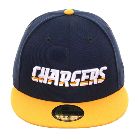 Exclusive New Era 59Fifty Los Angeles Chargers Word Hat - 2T Navy, Gold