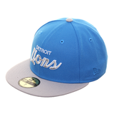 Exclusive New Era 59Fifty Detroit Lions Script Hat - 2T Light Blue, Gray