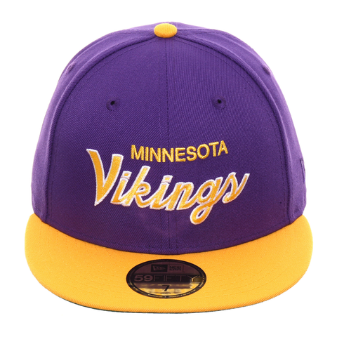 Exclusive New Era 59Fifty Minnesota Vikings Script Hat - 2T Purple, Gold