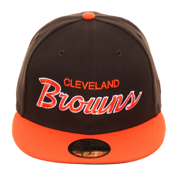 Exclusive New Era 59Fifty Cleveland Browns Script Hat - 2T Brown, Orange