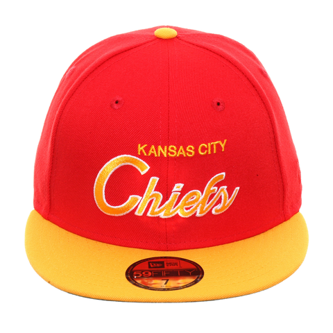 Exclusive New Era 59Fifty Kansas City Chiefs Script Hat - 2T Red, Gold