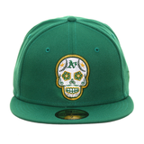 Exclusive New Era 59Fifty Oakland Athletics Sugar Skull Hat - Kelly Green