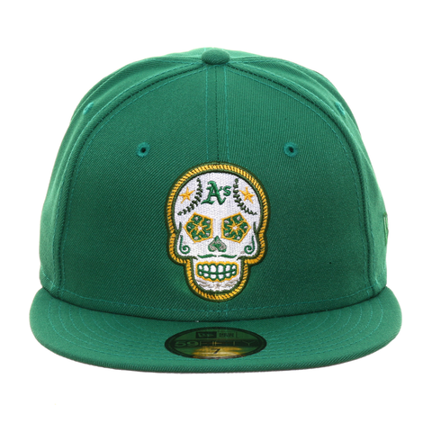 Exclusive New Era 59Fifty Oakland Athletics Sugar Skull Hat - Kelly Green