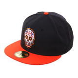 Exclusive New Era 59Fifty Houston Astros Sugar Skull Hat - 2T Navy, Orange