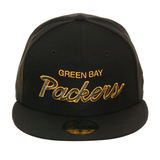 Exclusive New Era 59Fifty Green Bay Packers Script Hat - Black