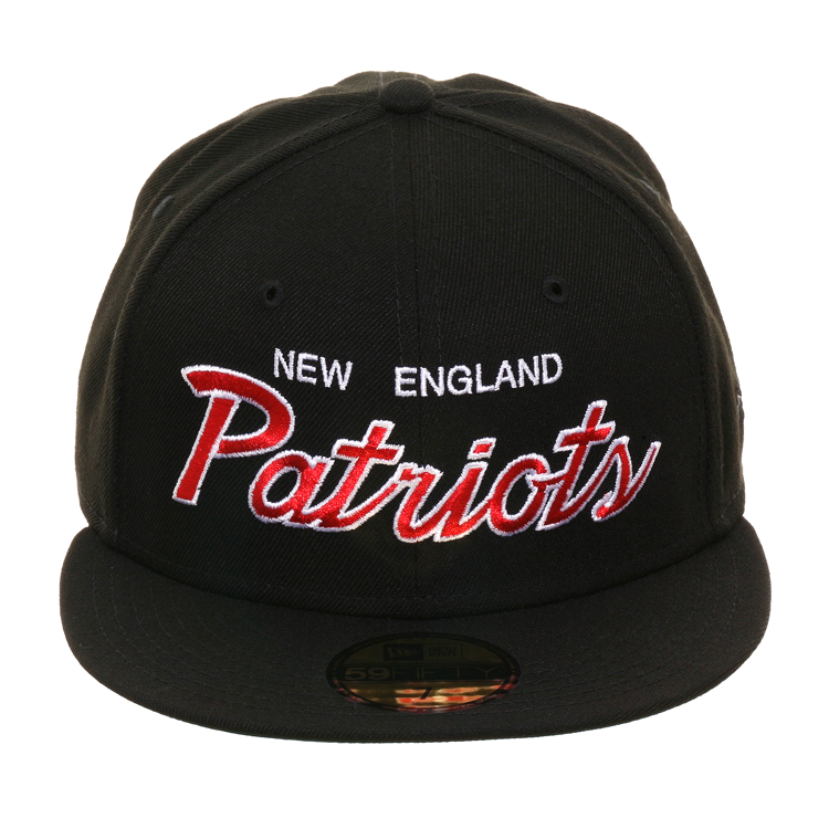 Exclusive New Era 59Fifty New England Patriots Script Hat - Black