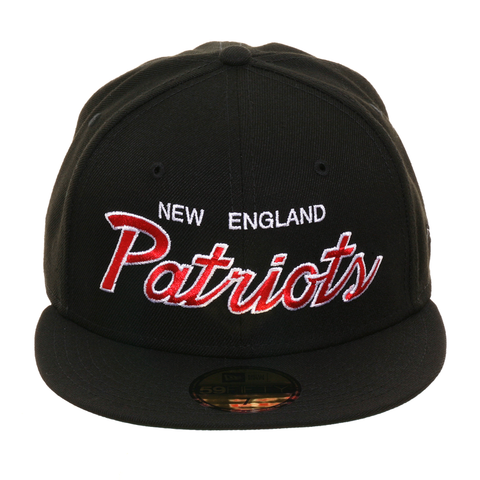 Exclusive New Era 59Fifty New England Patriots Script Hat - Black