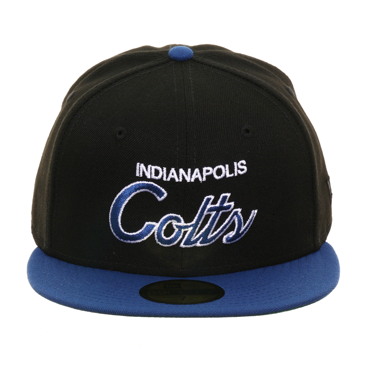 Exclusive New Era 59Fifty Indianapolis Colts Script Hat - 2T Black, Royal