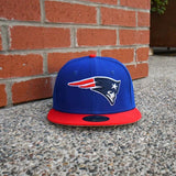 Exclusive New Era 59Fifty New England Patriots Hat - 2T Royal, Red