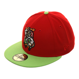 Exclusive New Era 59Fifty Mahoning Valley Peppers Grandma Hat - 2T Red, Light Green