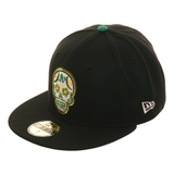 Exclusive New Era 59Fifty Oakland Athletics Sugar Skull Glow In Dark Hat - Black