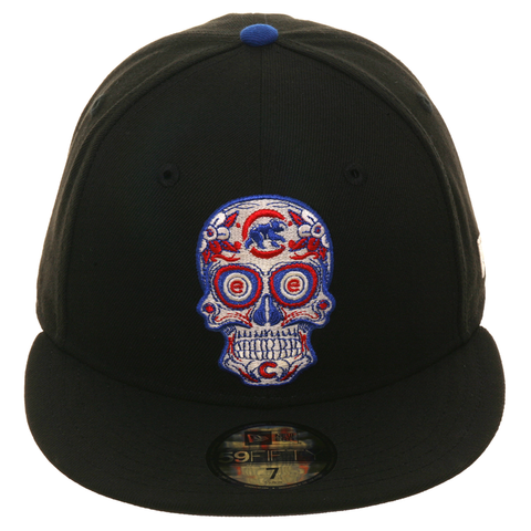 Exclusive New Era 59Fifty Chicago Cubs Sugar Skull Glow In Dark Hat - Black