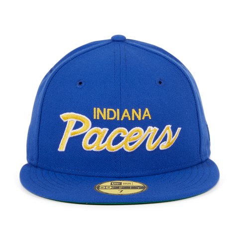 Exclusive New Era 59Fifty Indiana Pacers Script Hat - Royal