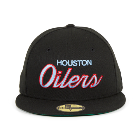 Exclusive New Era 59Fifty Houston Oilers Script Hat - Black