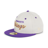 Exclusive New Era 59Fifty Minnesota Vikings Script Hat - 2T Stone, Purple