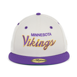 Exclusive New Era 59Fifty Minnesota Vikings Script Hat - 2T Stone, Purple