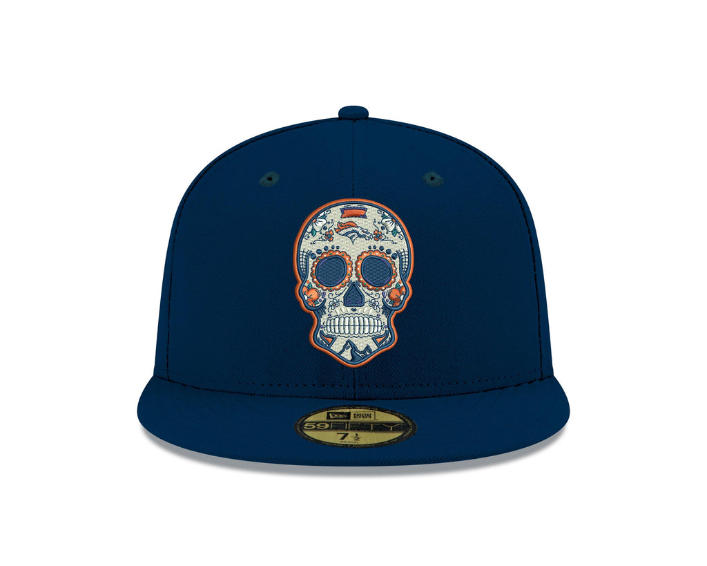 Pre-Order Exclusive New Era 59Fifty Denver Broncos Sugar Skull Hat - Navy