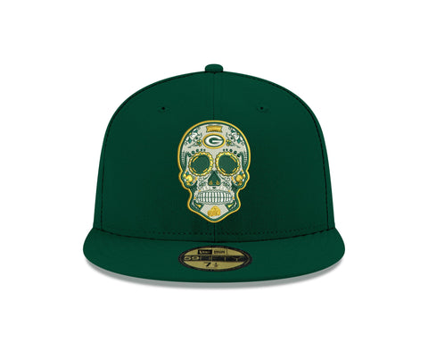 Pre-Order Exclusive New Era 59Fifty Green Bay Packers Sugar Skull Hat - Green