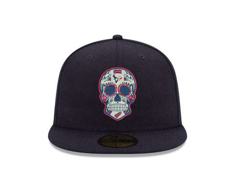 Pre-Order Exclusive New Era 59Fifty Houston Texans Sugar Skull Hat - Navy