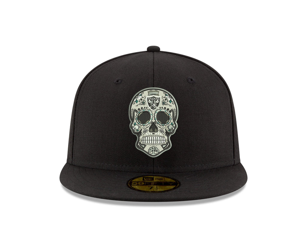 Pre-Order Exclusive New Era 59Fifty Oakland Raiders Sugar Skull Hat - Black