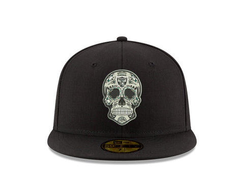 Pre-Order Exclusive New Era 59Fifty Oakland Raiders Sugar Skull Hat - Black