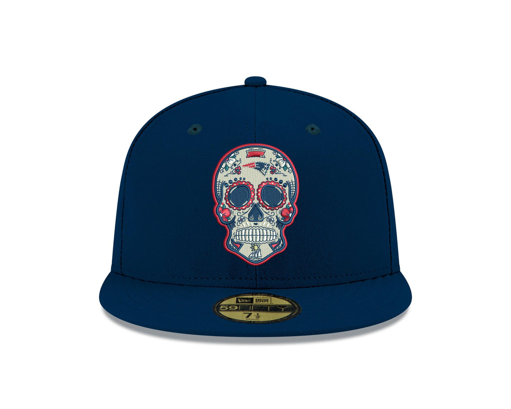 Pre-Order Exclusive New Era 59Fifty New England Patriots Sugar Skull Hat - Navy