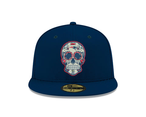 Pre-Order Exclusive New Era 59Fifty New England Patriots Sugar Skull Hat - Navy