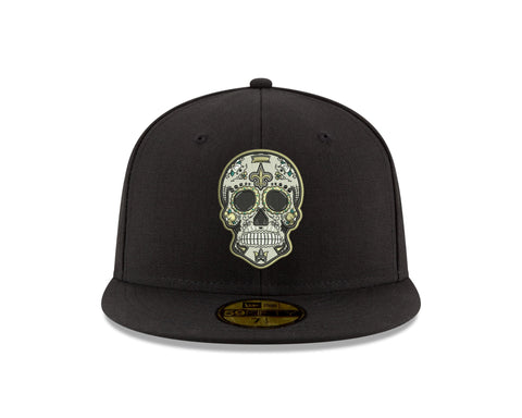 Pre-Order Exclusive New Era 59Fifty New Orleans Saints  Sugar Skull Hat - Black