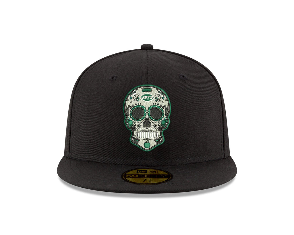 Pre-Order Exclusive New Era 59Fifty New York Jets Sugar Skull Hat - Black