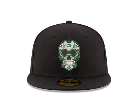 Pre-Order Exclusive New Era 59Fifty New York Jets Sugar Skull Hat - Black