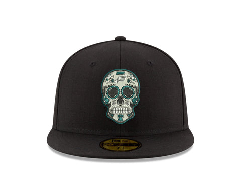 Pre-Order Exclusive New Era 59Fifty Philadelphia Eagles Sugar Skull Hat - Black