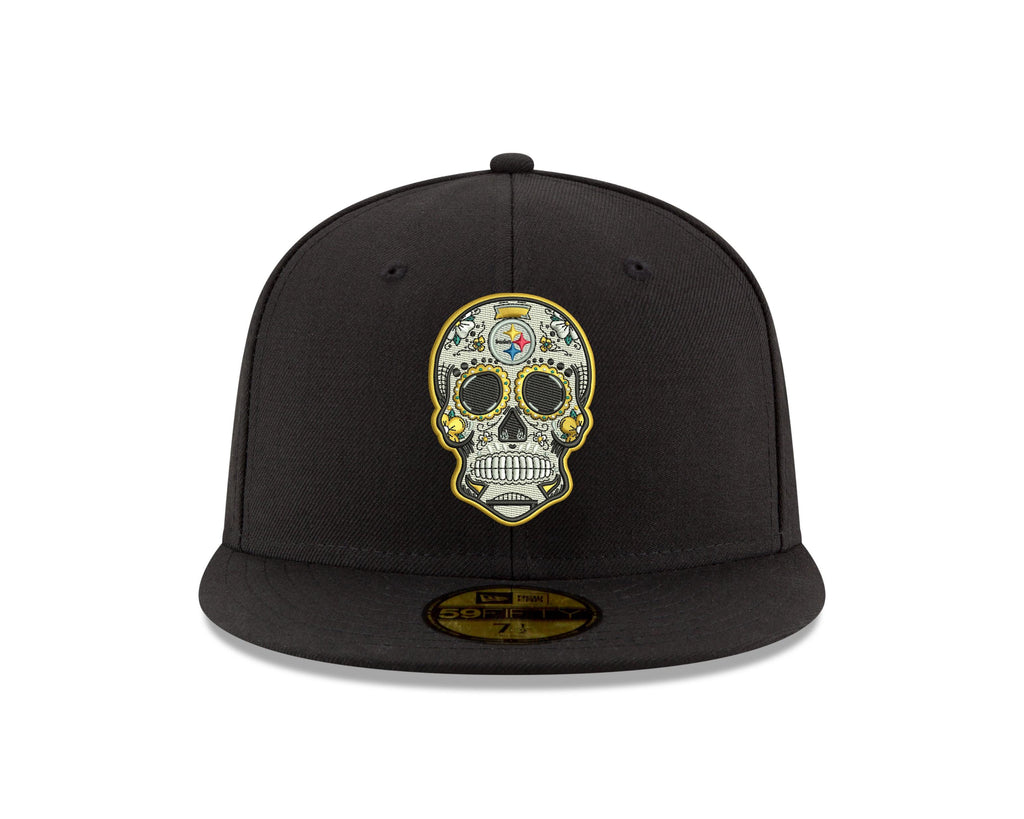 Pre-Order Exclusive New Era 59Fifty Pittsburgh Steelers Sugar Skull Hat - Black