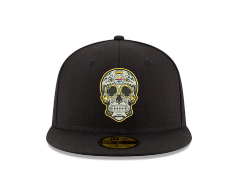 Pre-Order Exclusive New Era 59Fifty Pittsburgh Steelers Sugar Skull Hat - Black