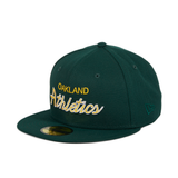 Excluisve New Era 59Fifty Oakland Athletics Script Hat - Green