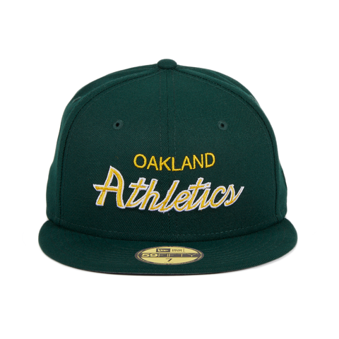 Excluisve New Era 59Fifty Oakland Athletics Script Hat - Green