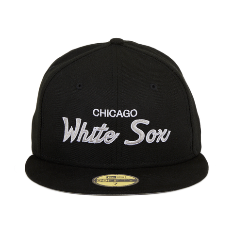 Exclusive New Era 59Fifty Chicago White Sox Script Hat - Black