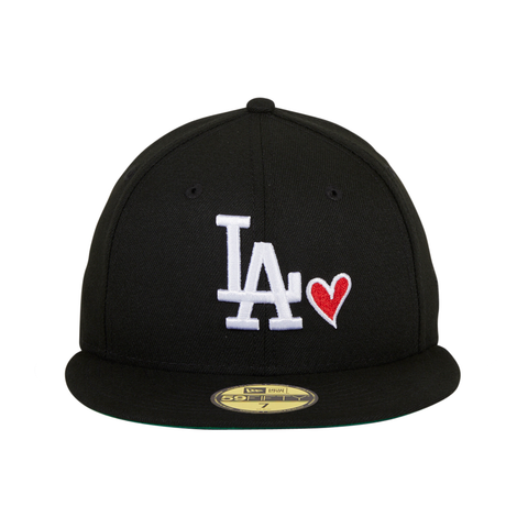 Exclusive New Era 59Fifty Los Angeles Dodgers Heart Hat - Black, White