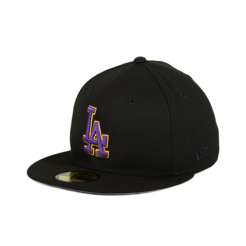 New Era 59Fifty Los Angeles Dodgers Hat Black Purple Gold demo hatclub