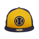 Exclusive New Era 59Fifty Milwaukee Brewers Alternate Rail Hat - Gold, Light Navy